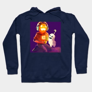 Curious Ghost Investigates a Pumpkin Music Teen Hoodie